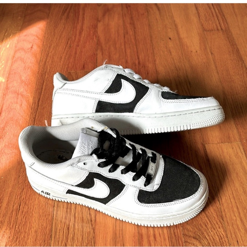 Nike Air Force 1 White Custom Black Areas W/white swoosh in Size Womens 6.5/5